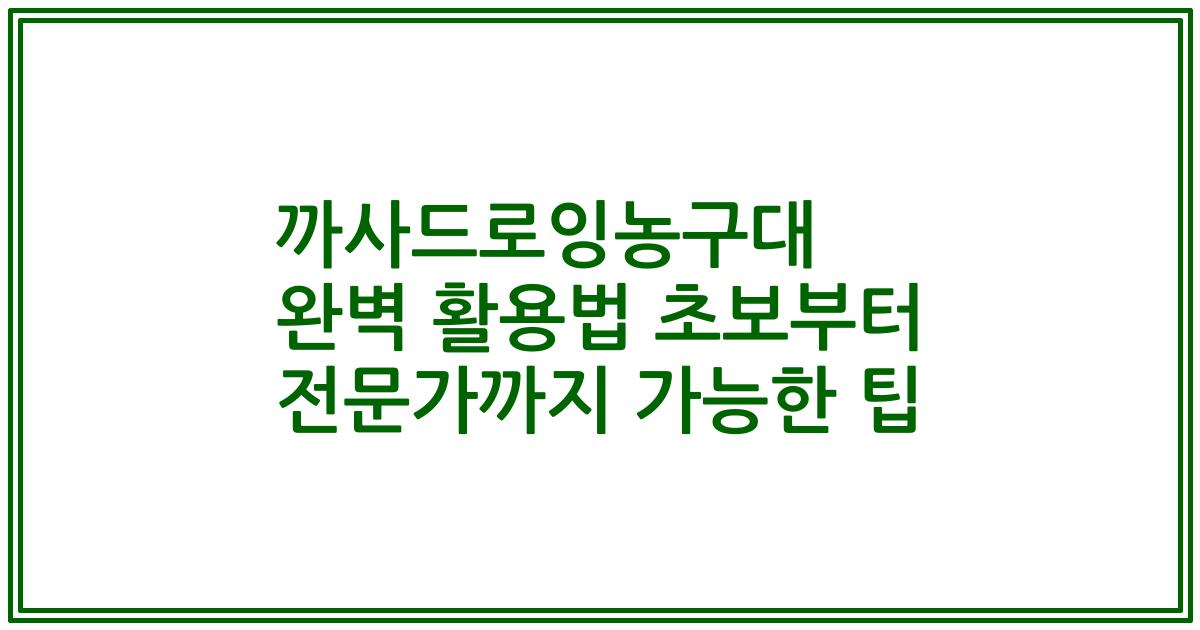 까사드로잉농구대 완벽 활용법 초보부터 전문가까지 가능한 팁