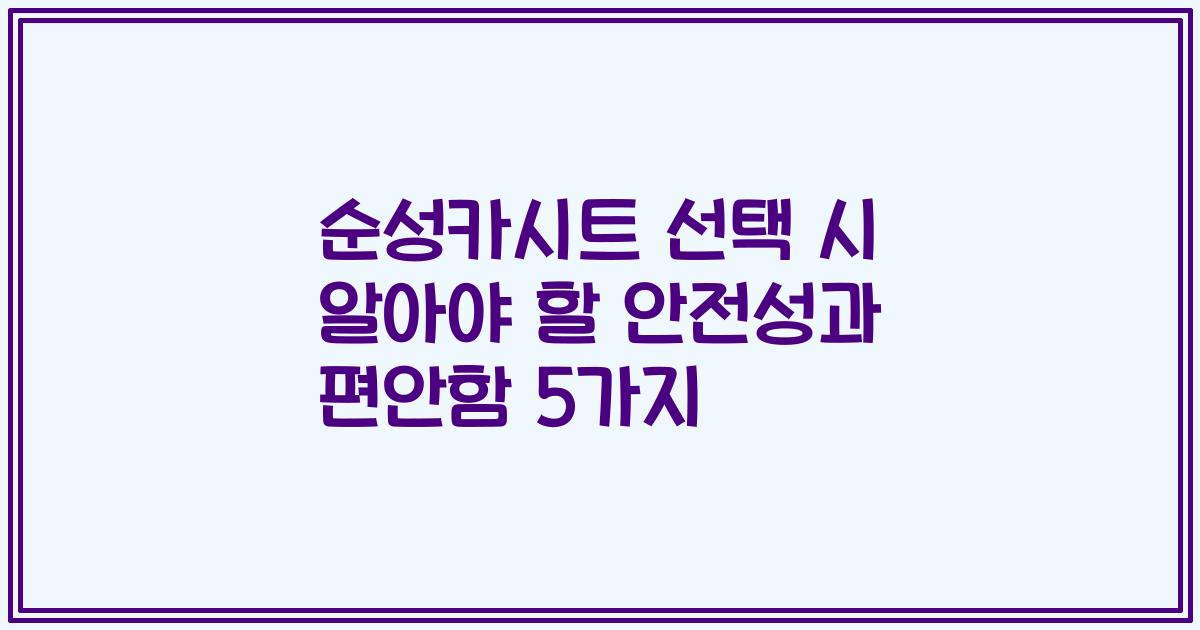 순성카시트 선택 시 알아야 할 안전성과 편안함 5가지