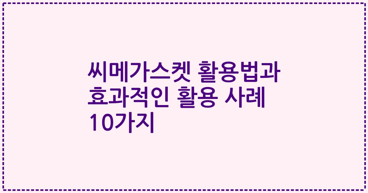 씨메가스켓 활용법과 효과적인 활용 사례 10가지